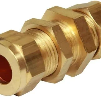 1/2" Bulkhead Coupling Brass, Compression fittings including olives