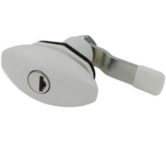 STS Push Lock Ellipse Small in White RAL 9002 for Service Flap Caravan Caravan Boat