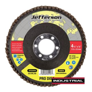 jefferson 4.5" abrasive flap disc P40 zircon 22mm bore (PER DISC) JEFD20PRO