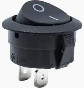 250v single pole round rocker switch on/off latching  (black)   M423