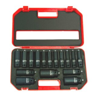 jefferson 16 ppiece 1/2" deep metric impact socket set JEFISOC12-01